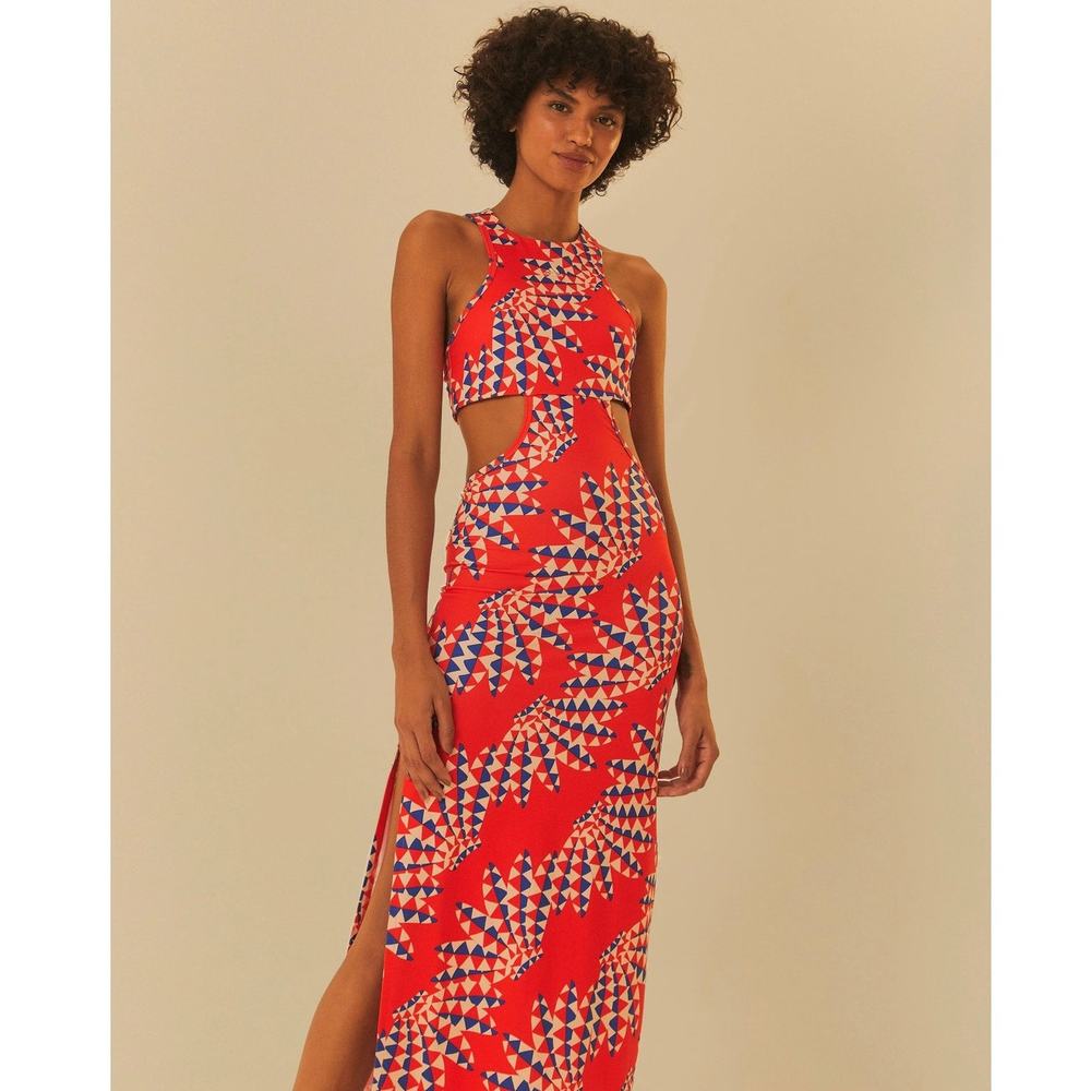 Adidas Farm Rio Psychedelic Wave Red Maxi Dress